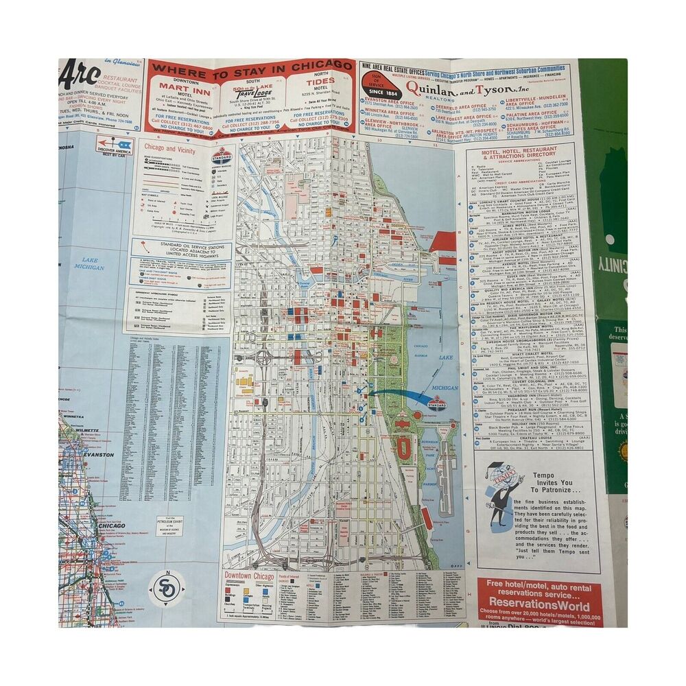 VTG 1970 Illinois Chicago & Vicinity Map - Picture 9 of 9